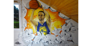 Décoration chambre graffiti street art basket « Stephen Curry »