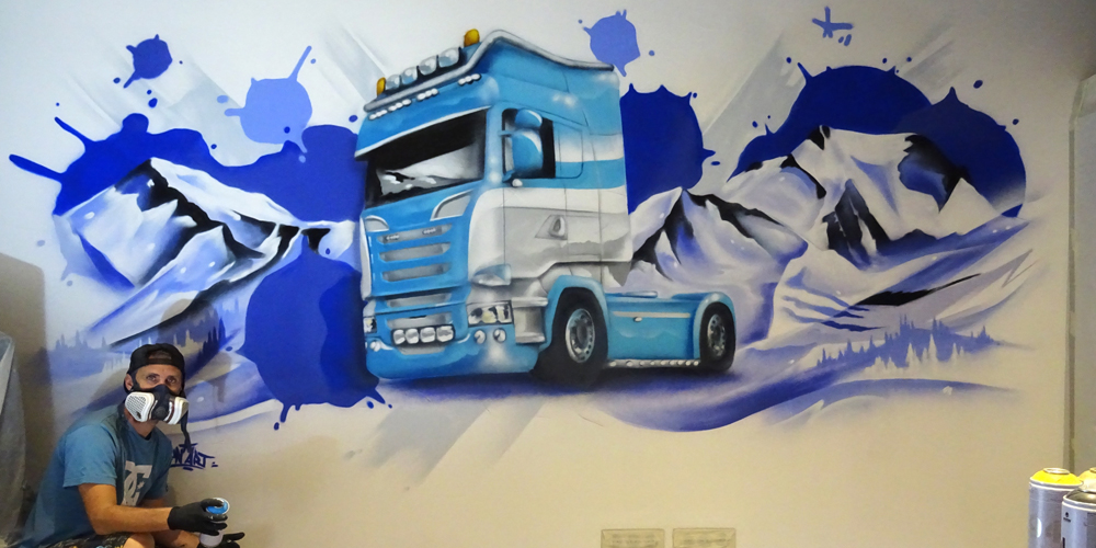 Décoration graffiti camion pour la MJC de Castanet Tolosan