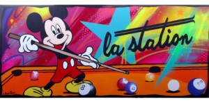 toile mickey street art billard 180 x 80 graffiti art billard les arcs bowling la station arc 1800