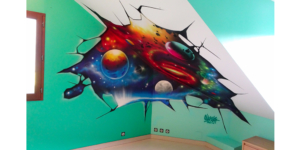 graffiti graff chambre planete espace enfant tag street art peinture chambre art